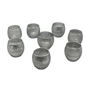 set of 7 candle holder gray clear craft indoor outdoor decor glass 2x2.25" READ